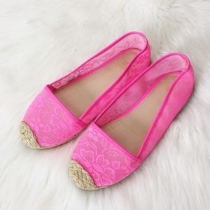 VICTORIA SECRET Hot Pink Lace Espadrilles Flats
